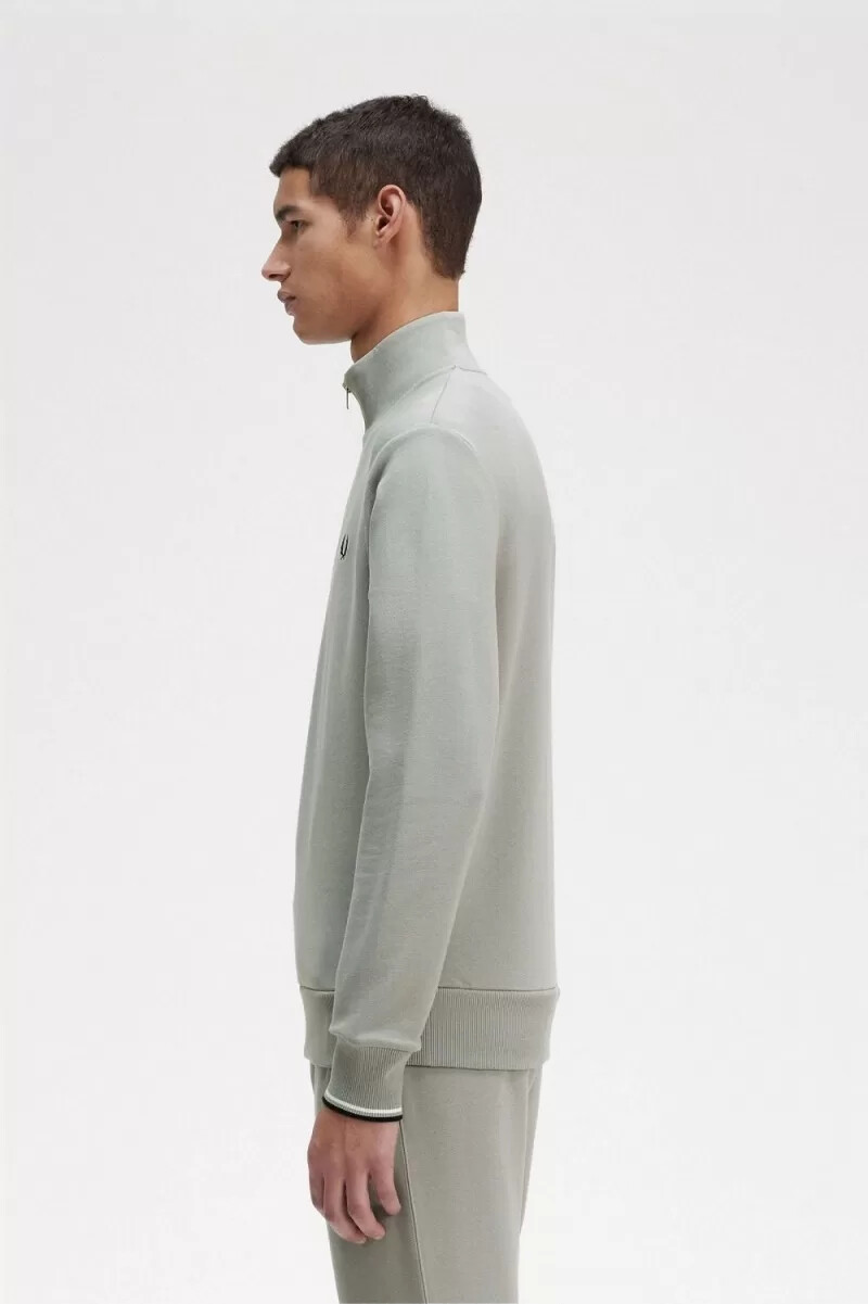 fred perry herren-sweatshirt mit halbem reißverschluss grau