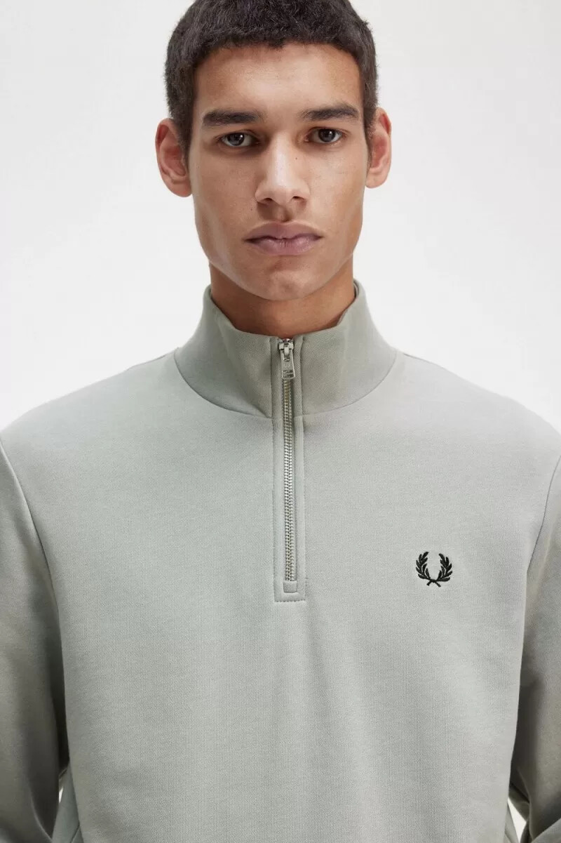 fred perry herren-sweatshirt mit halbem reißverschluss grau