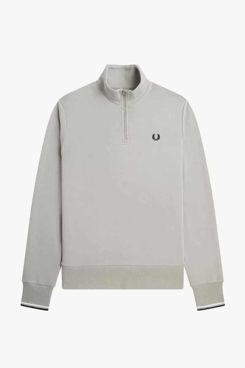 fred perry herren-sweatshirt mit halbem reißverschluss grau