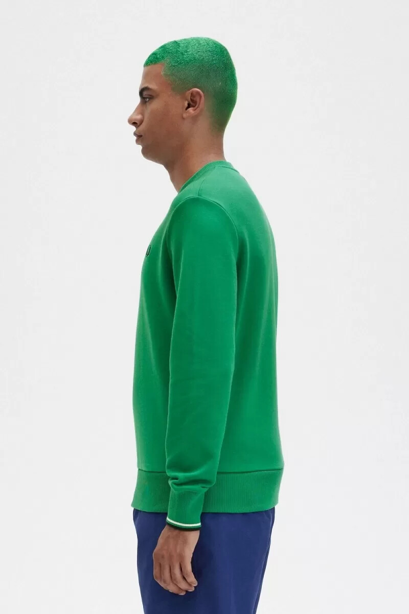 fred perry herren-sweatshirt mit rundhalsausschnitt grün