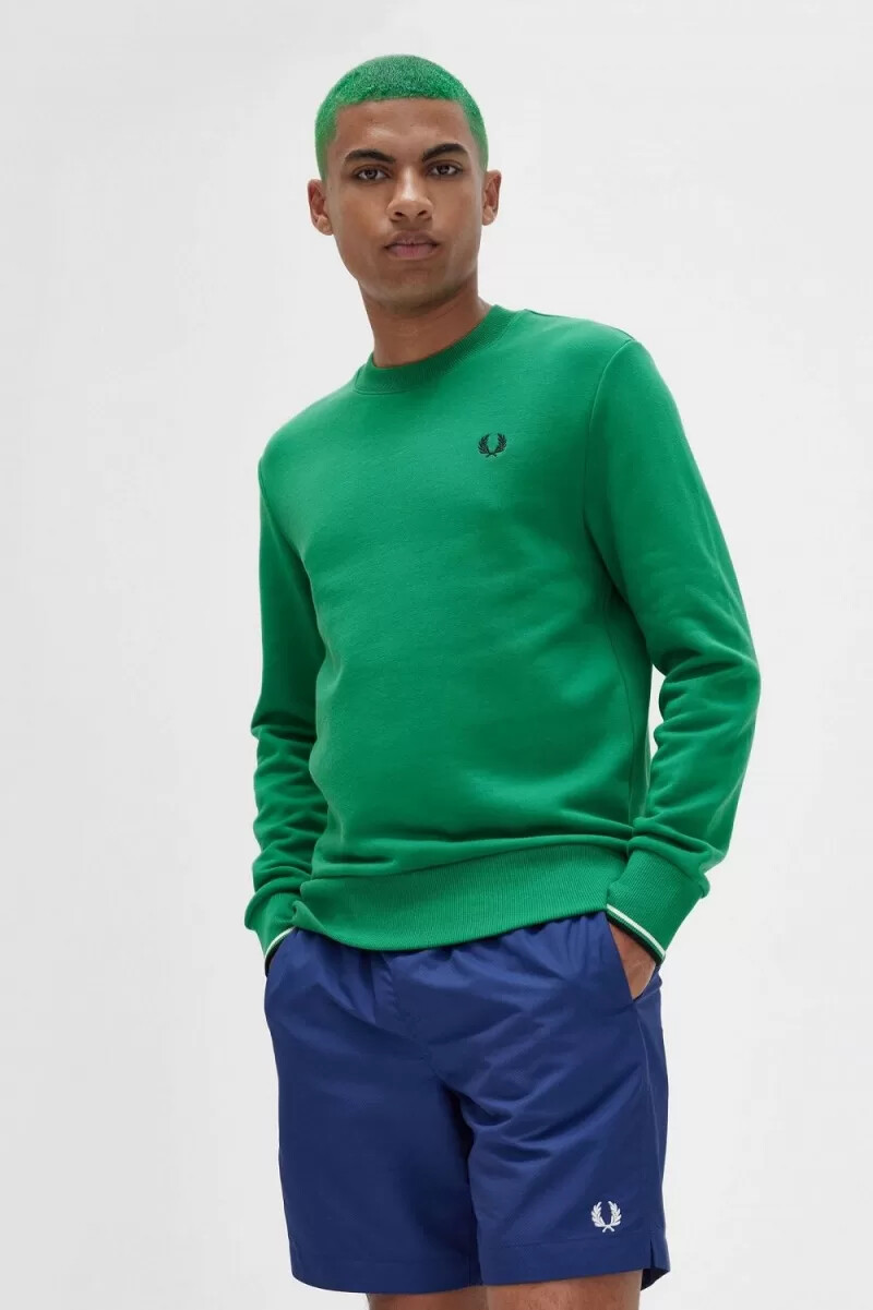 fred perry herren-sweatshirt mit rundhalsausschnitt grün