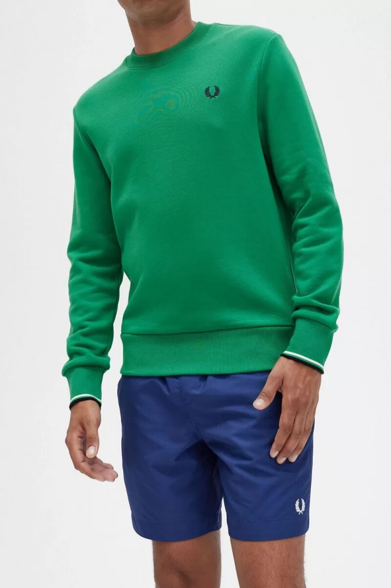 fred perry herren-sweatshirt mit rundhalsausschnitt grün