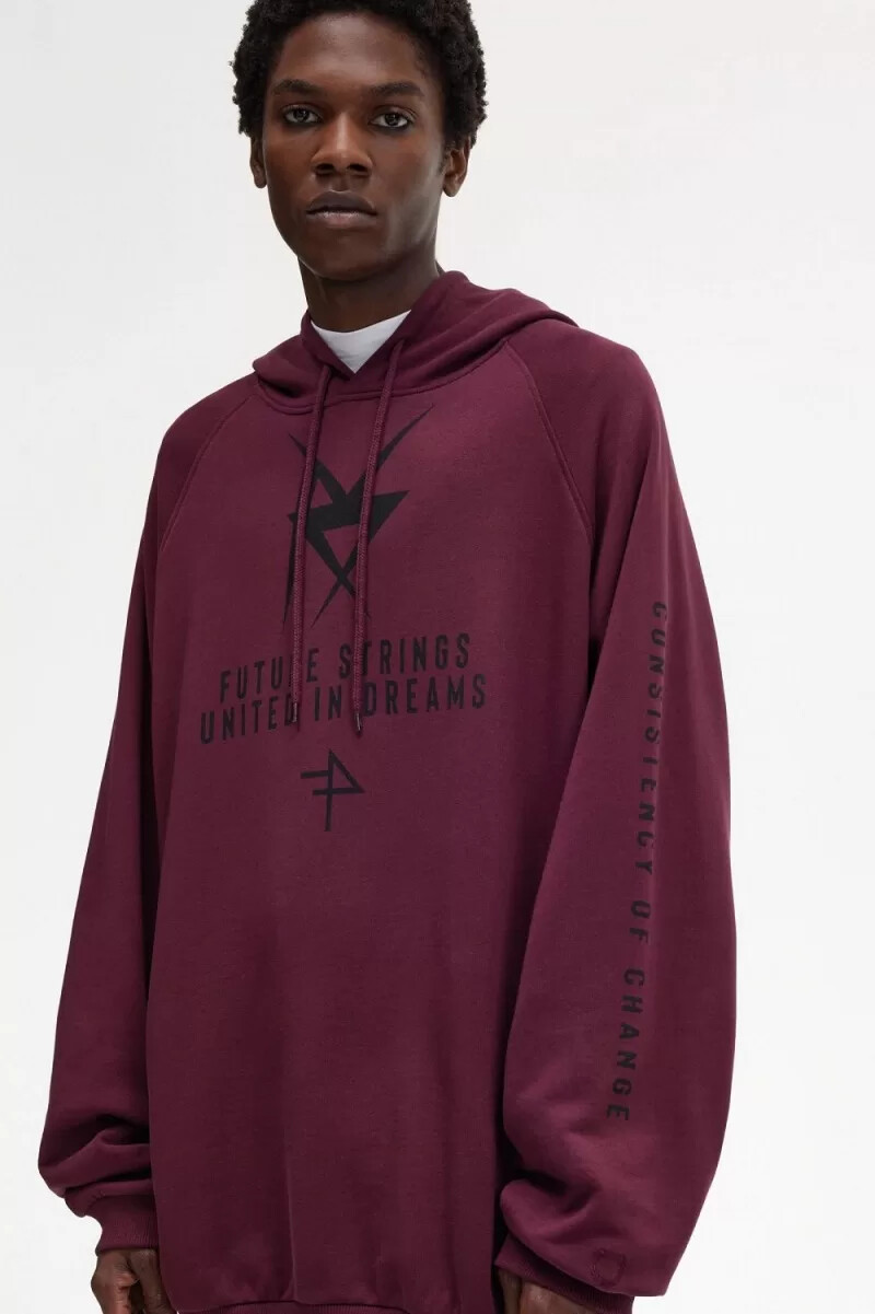 fred perry herren-sweatshirt mit kapuze und print marineblau