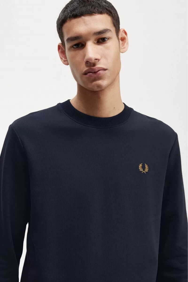 fred perry herren-sweatshirt mit rundhalsausschnitt marineblaudunkelbraun