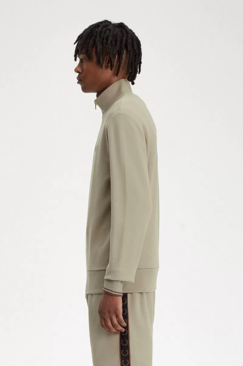 fred perry herren-sweatshirt mit halbem reißverschluss warmgraudunkelrot
