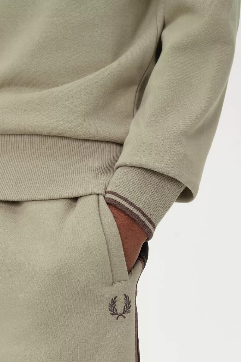 fred perry herren-sweatshirt mit halbem reißverschluss warmgraudunkelrot