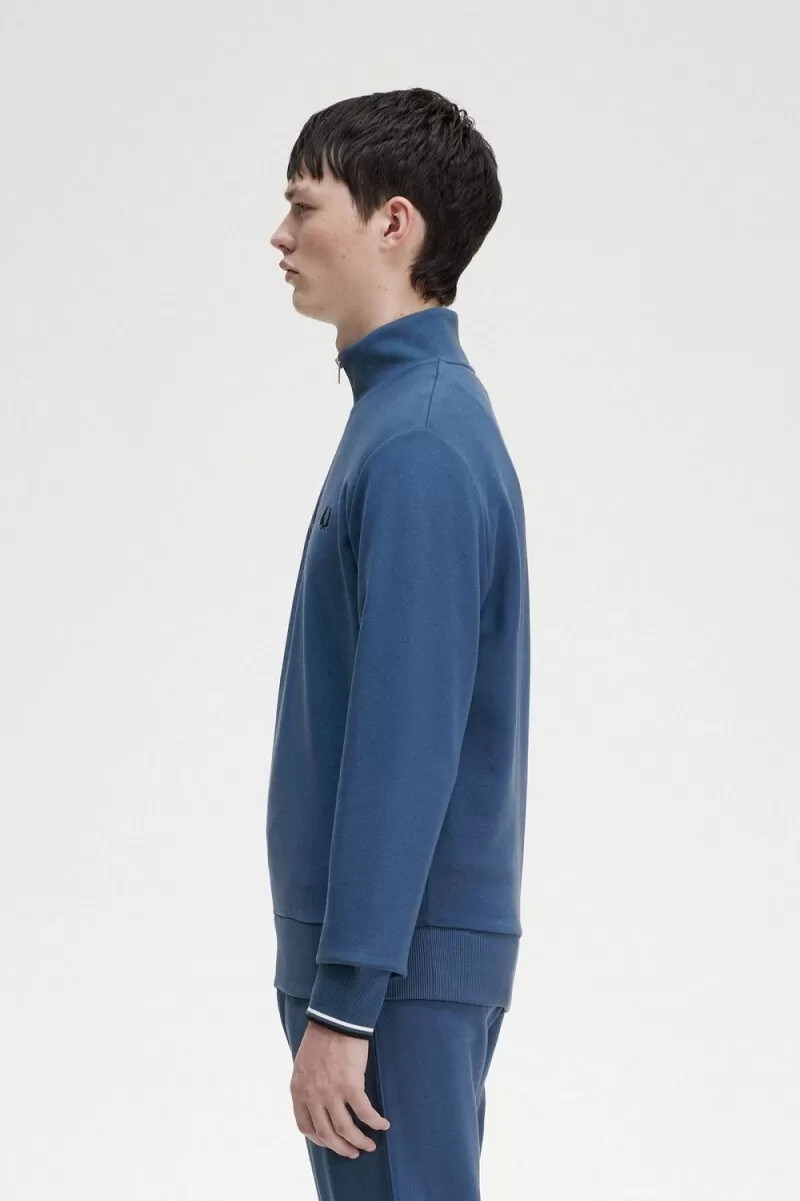 fred perry herren-sweatshirt mit halbem reißverschluss mitternachtsblau