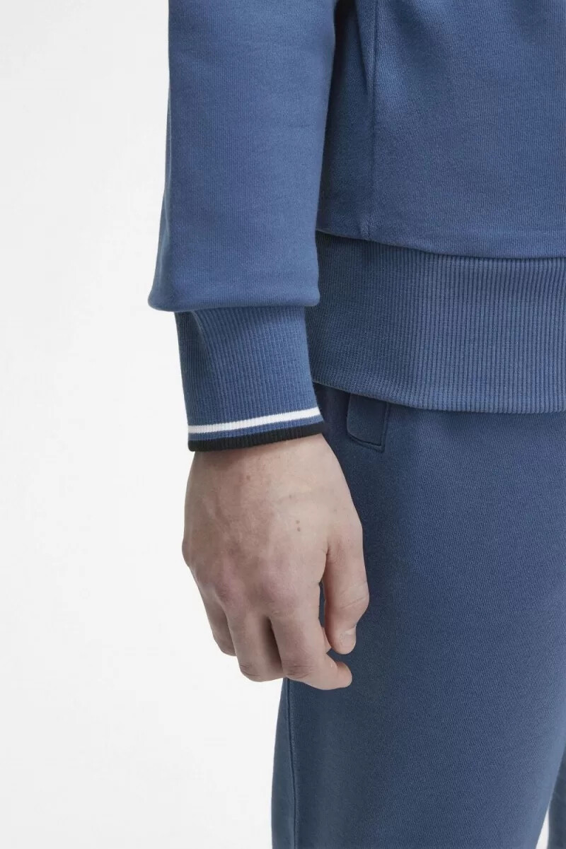 fred perry herren-sweatshirt mit halbem reißverschluss mitternachtsblau