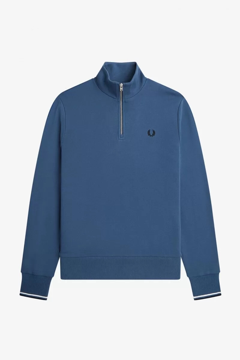 fred perry herren-sweatshirt mit halbem reißverschluss mitternachtsblau