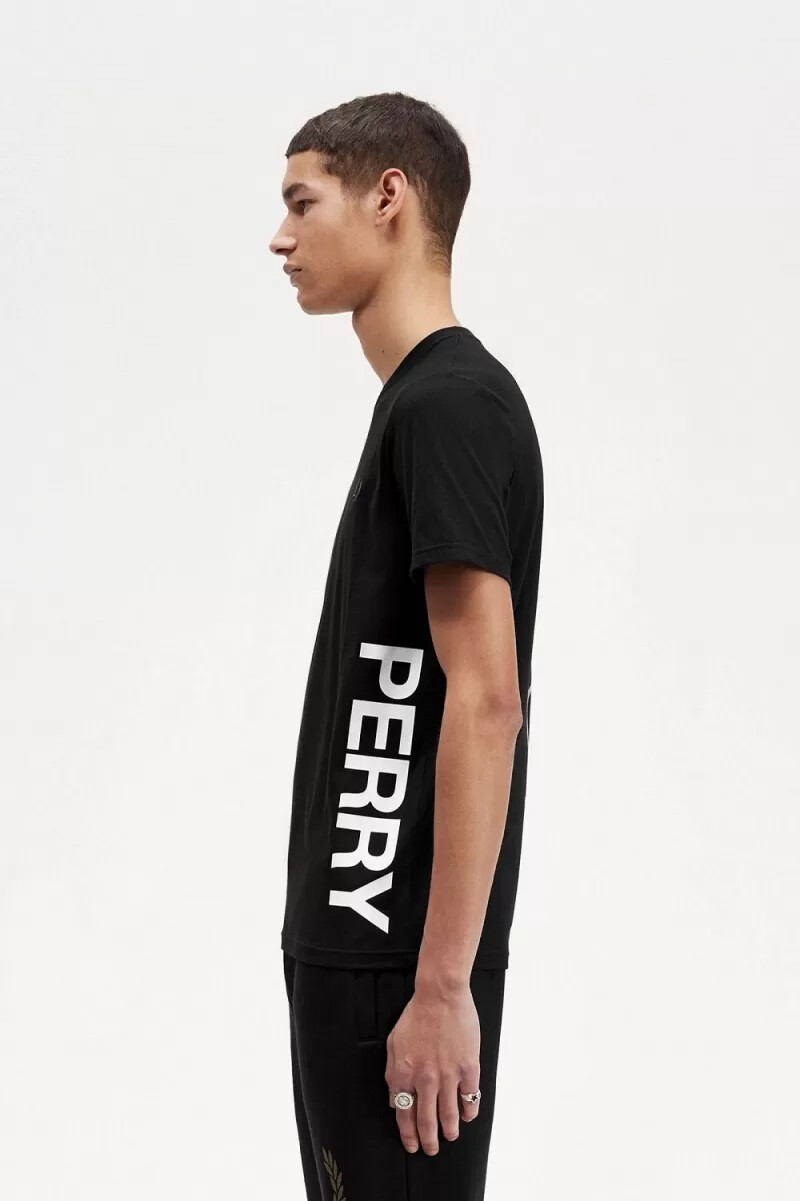 fred perry herren-t-shirt mit grafikprint schwarz