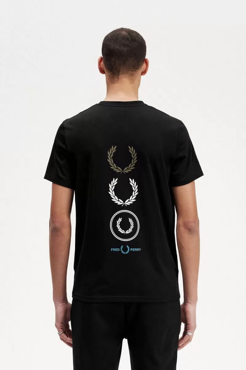 fred perry herren-t-shirt mit grafikprint schwarz