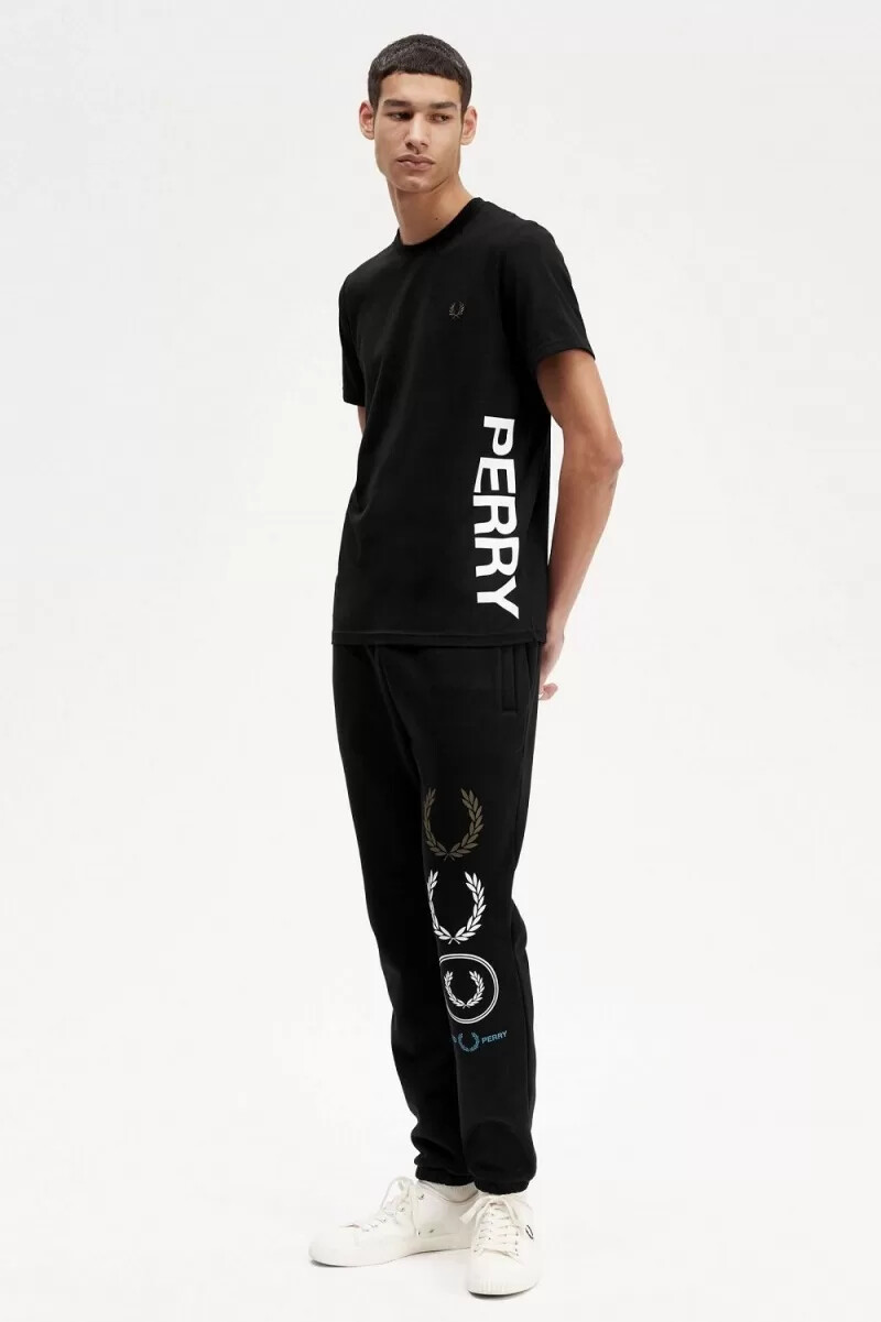 fred perry herren-t-shirt mit grafikprint schwarz