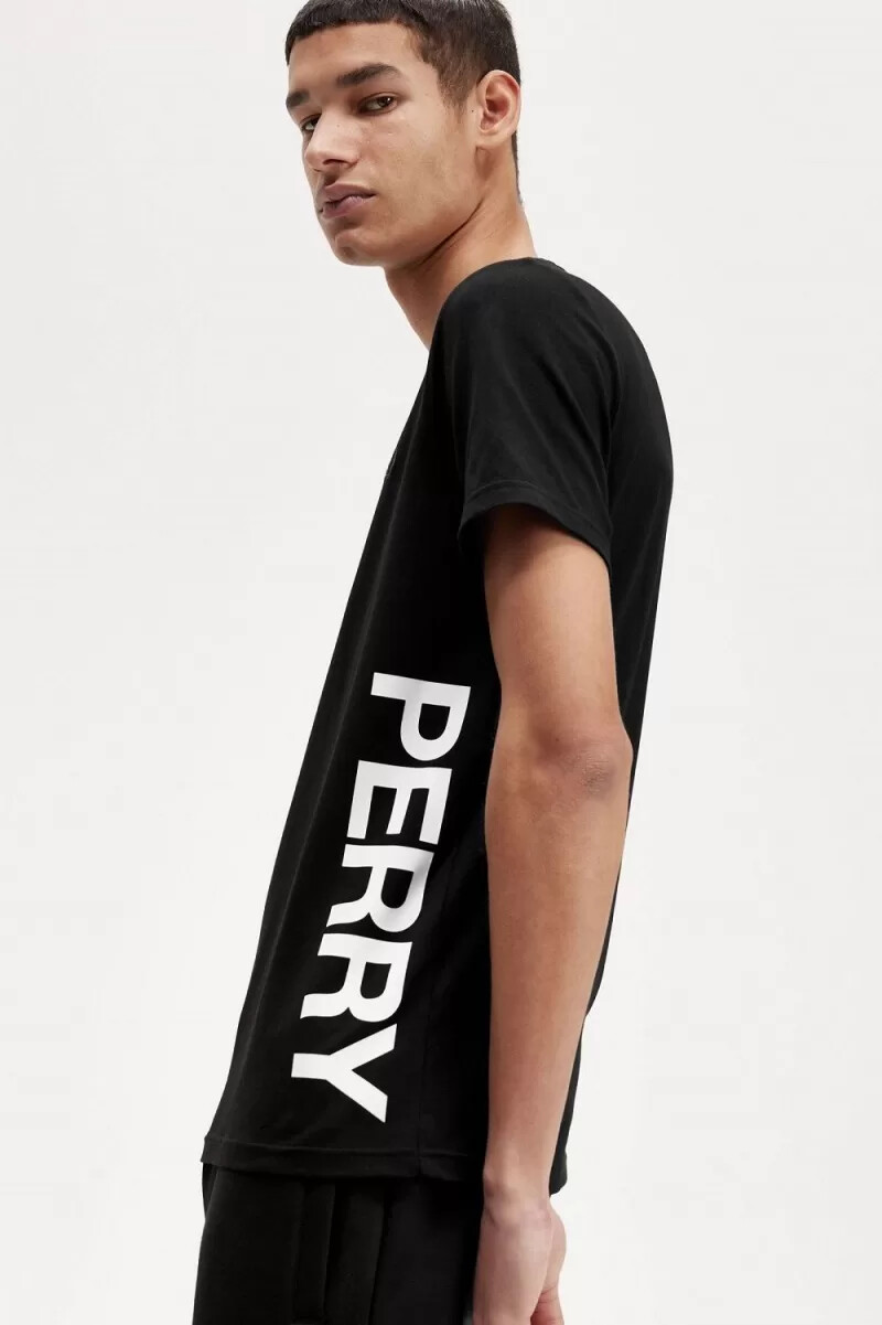 fred perry herren-t-shirt mit grafikprint schwarz