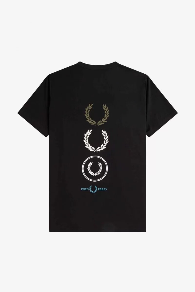 fred perry herren-t-shirt mit grafikprint schwarz