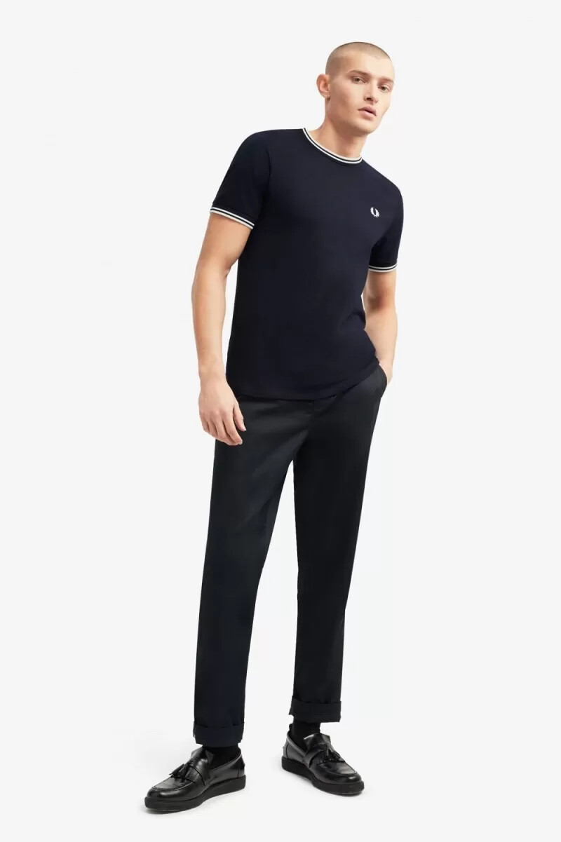 fred perry twin tipped herren-t-shirt marineblau
