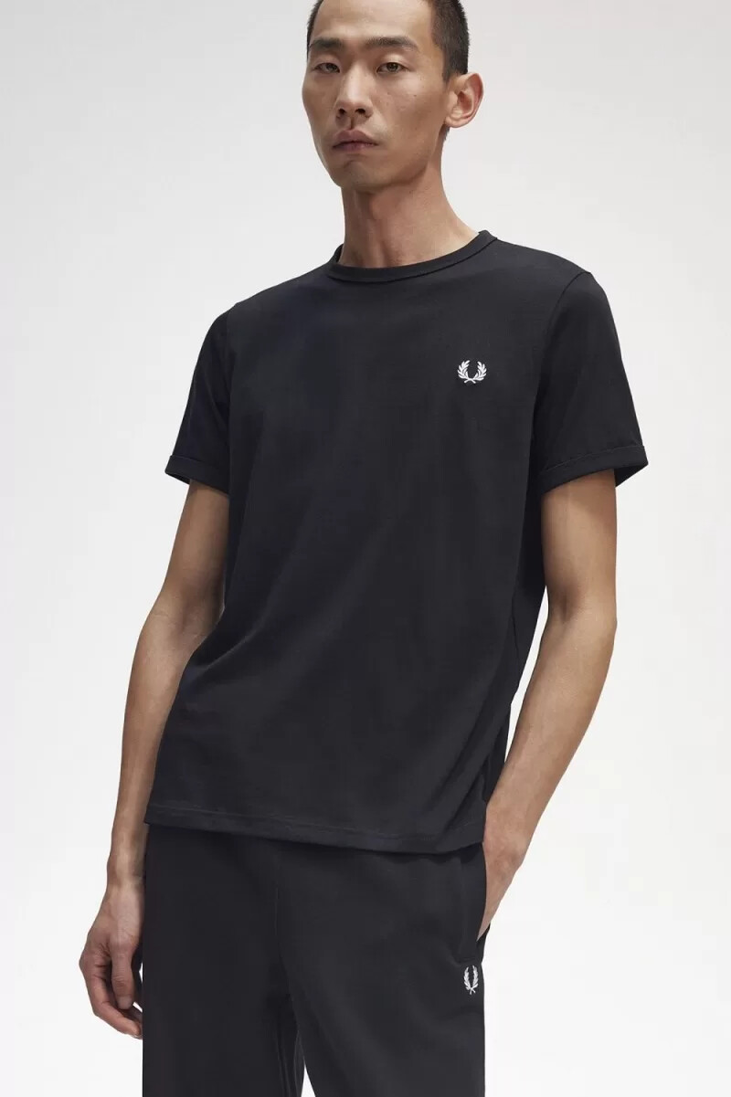 fred perry ringer herren-t-shirt schwarz