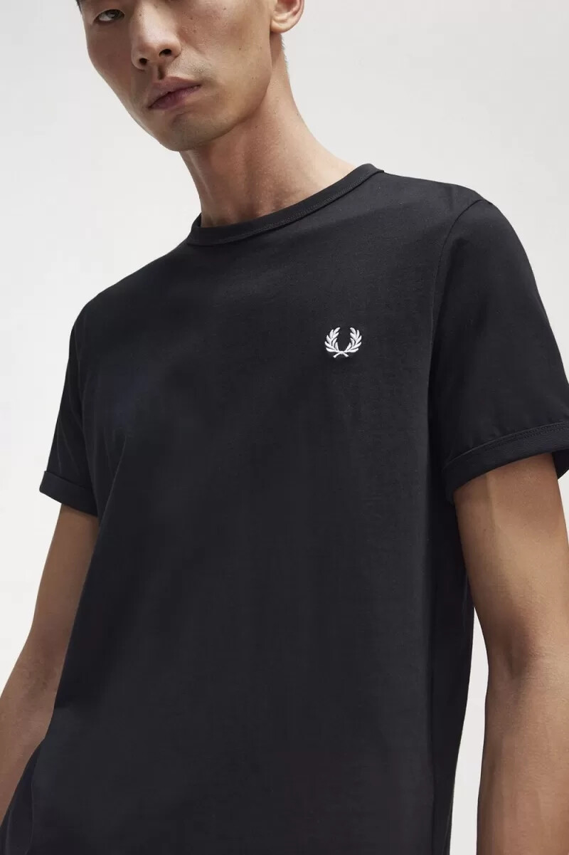 fred perry ringer herren-t-shirt schwarz