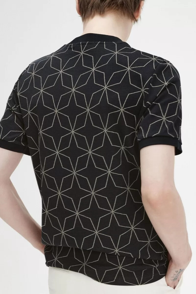 fred perry herren-t-shirt mit geometrischem muster schwarz