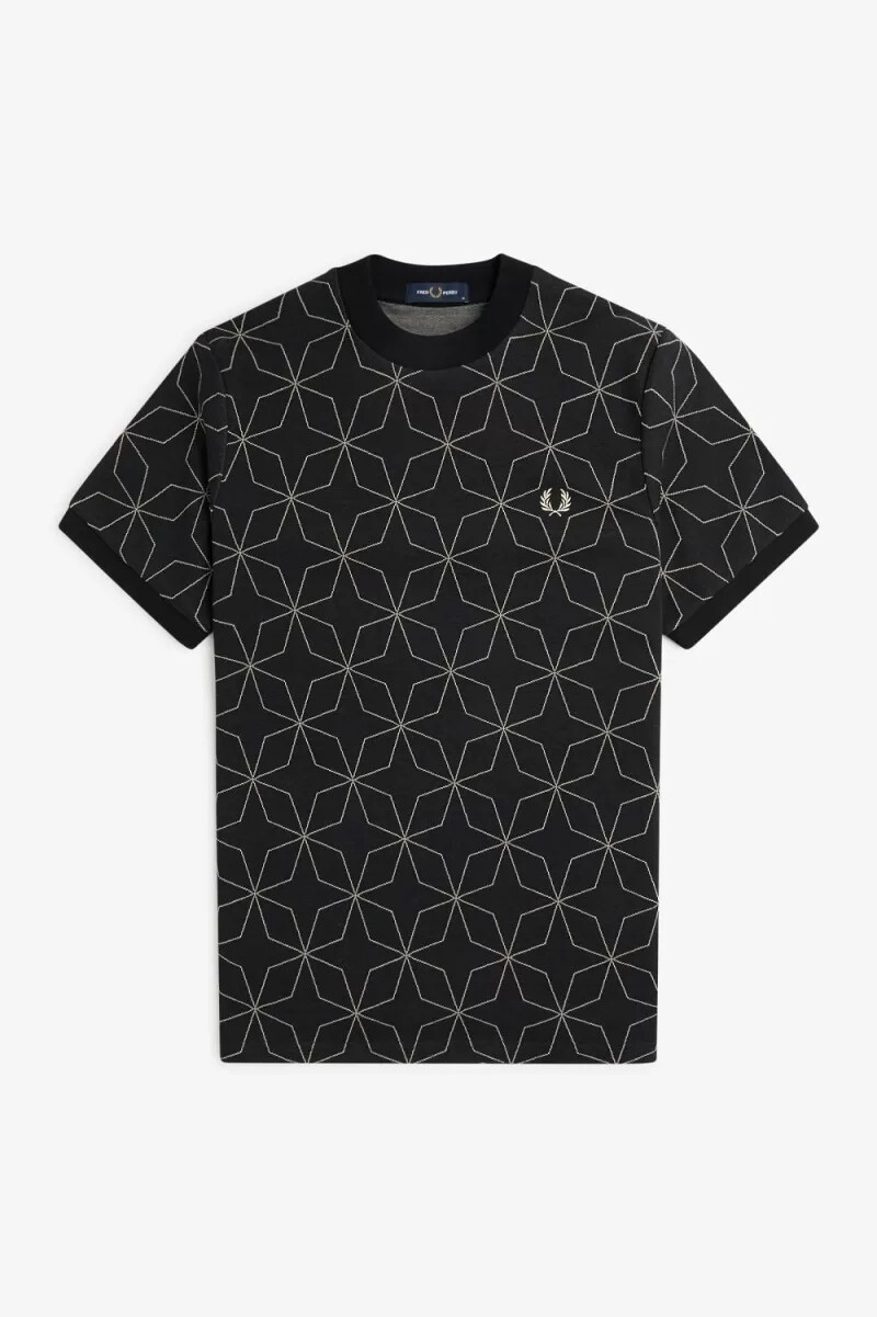 fred perry herren-t-shirt mit geometrischem muster schwarz