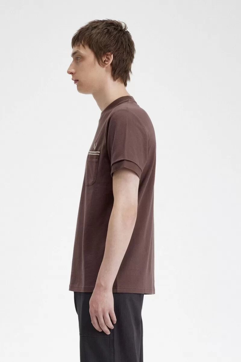 fred perry loopback jersey pocket herren-t-shirt dunkelrot