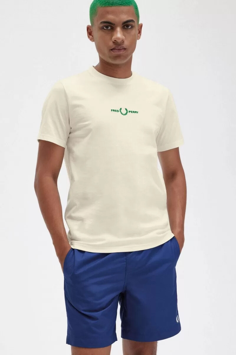 fred perry herren-t-shirt mit stickerei beige