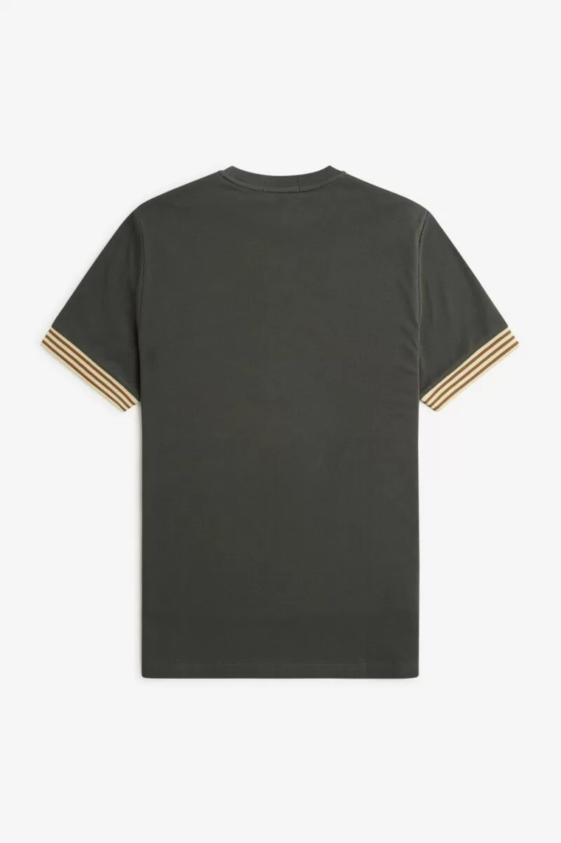 fred perry herren-t-shirt mit streifenbündchen feldgrün