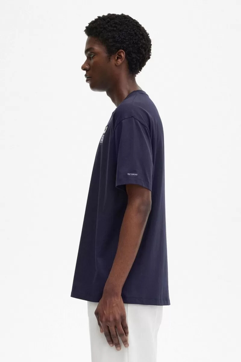 fred perry herren-t-shirt mit aufdruck marineblau