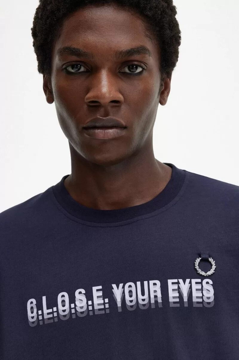 fred perry herren-t-shirt mit aufdruck marineblau