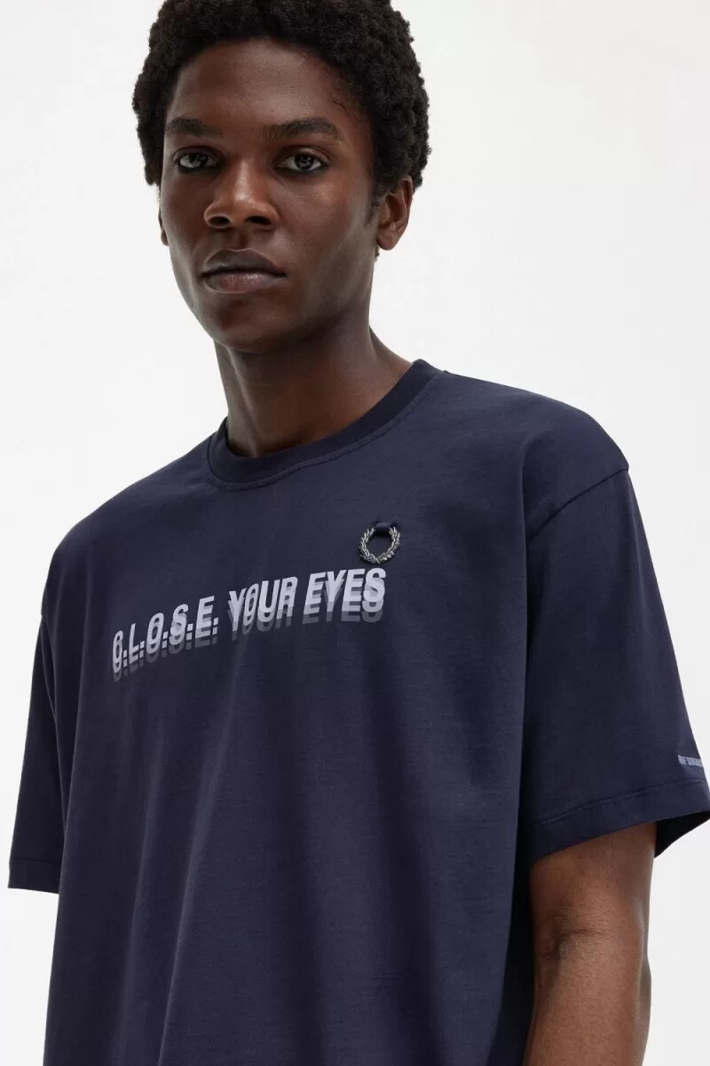 fred perry herren-t-shirt mit aufdruck marineblau