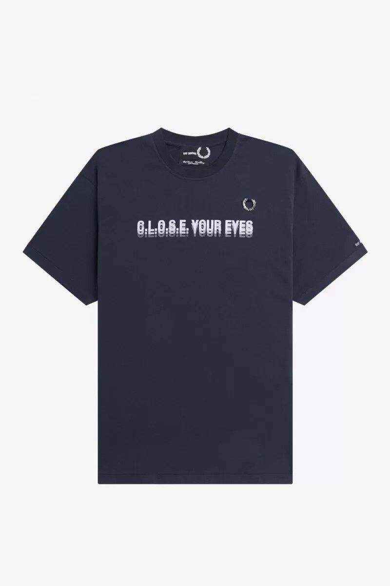 fred perry herren-t-shirt mit aufdruck marineblau