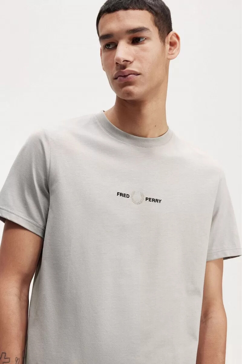 fred perry herren-t-shirt mit stickerei grau