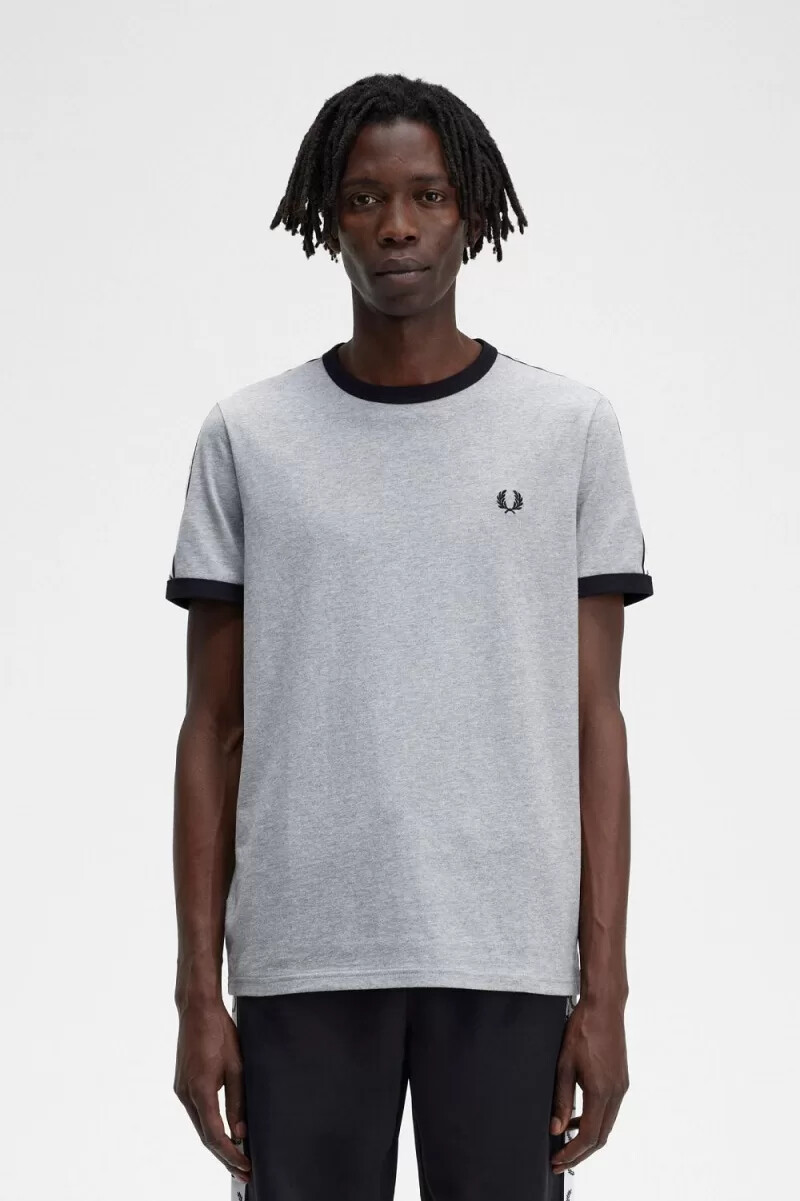 fred perry herren-t-shirt mit ziernähten grau