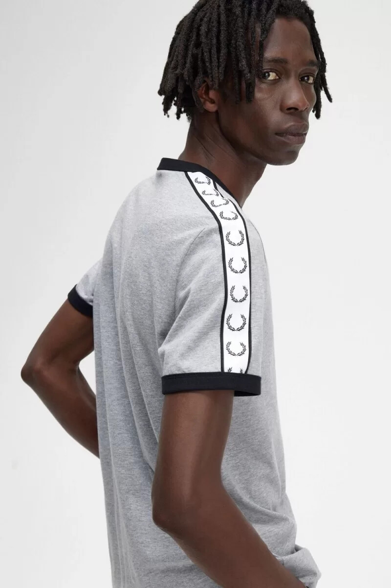 fred perry herren-t-shirt mit ziernähten grau