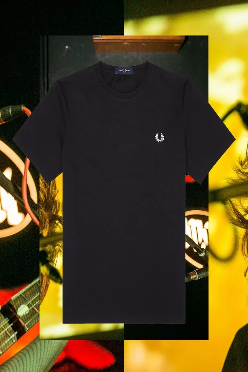 fred perry stockholm ringer herren-t-shirt schwarz
