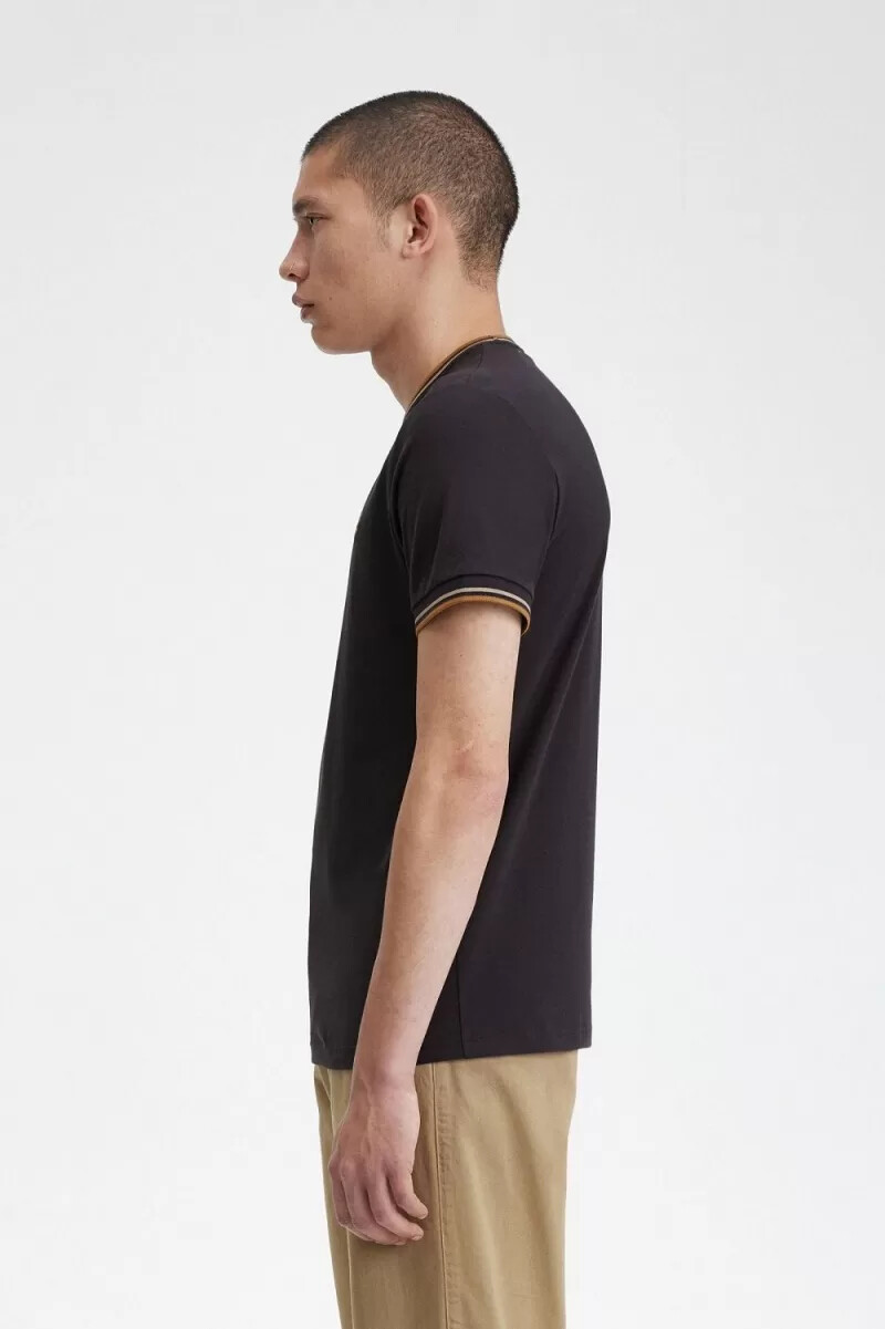 fred perry twin tipped herren-t-shirt ankergrau grün dunkelbraun
