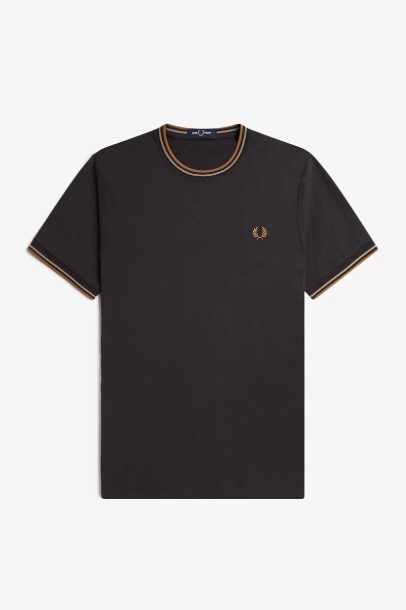 fred perry twin tipped herren-t-shirt ankergrau grün dunkelbraun