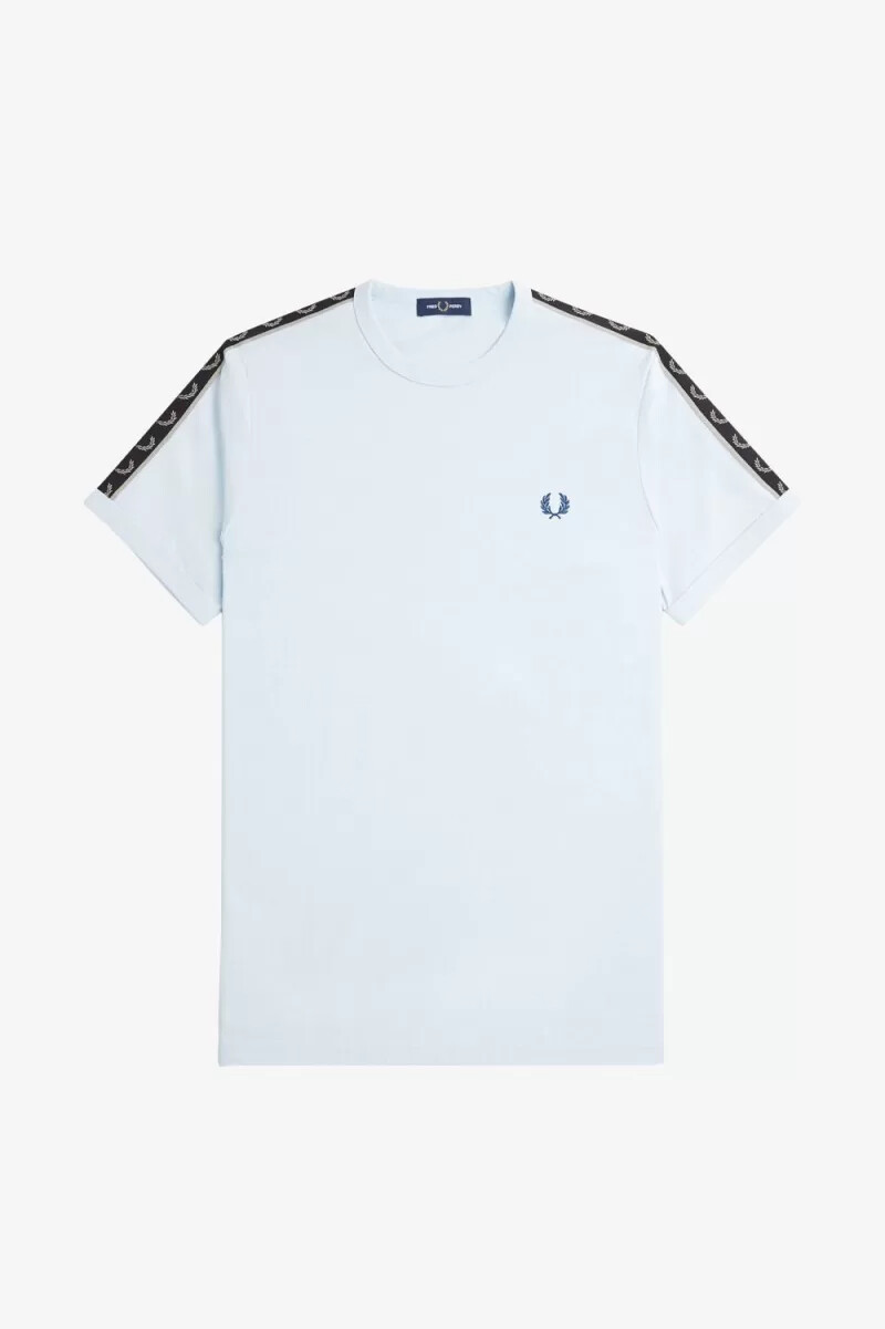 fred perry herren-t-shirt mit kontrastband hellblau warmgrau