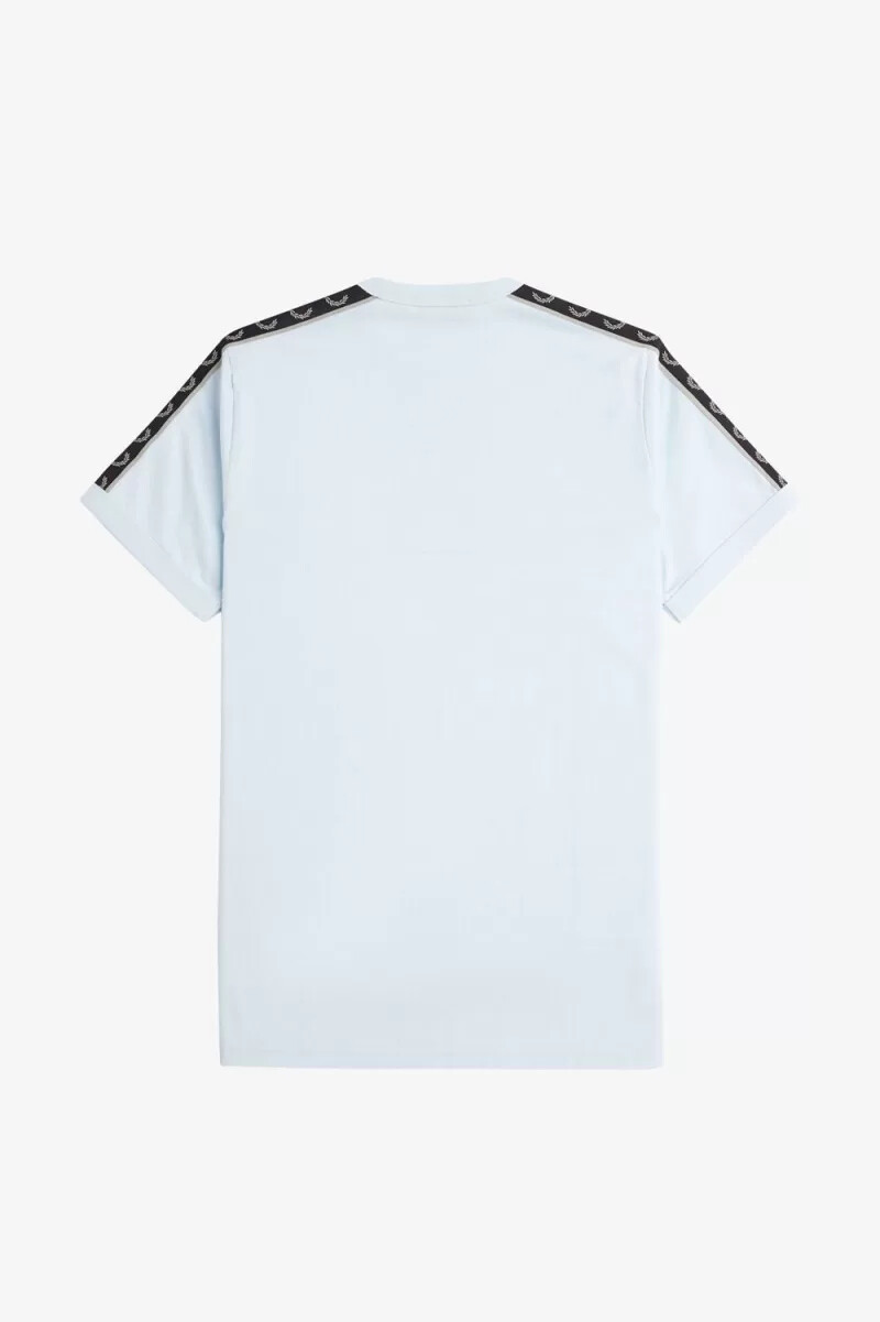 fred perry herren-t-shirt mit kontrastband hellblau warmgrau