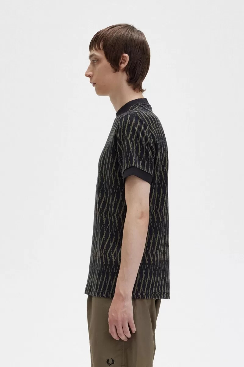 fred perry argyle jacquard herren-t-shirt schwarz