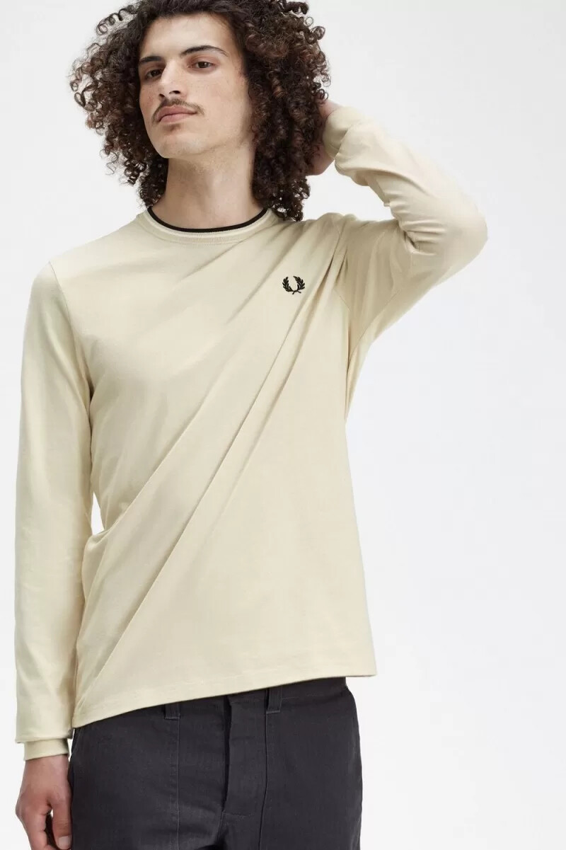 fred perry twin tipped herren-t-shirt haferflockenbeige schwarz