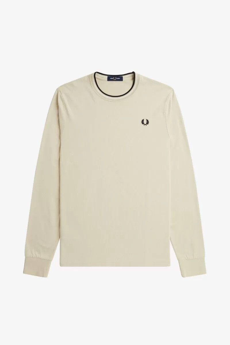 fred perry twin tipped herren-t-shirt haferflockenbeige schwarz