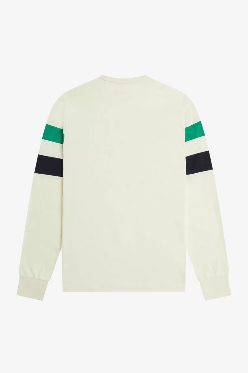 fred perry langarm-t-shirt mit einsätzen an den Ärmeln beige