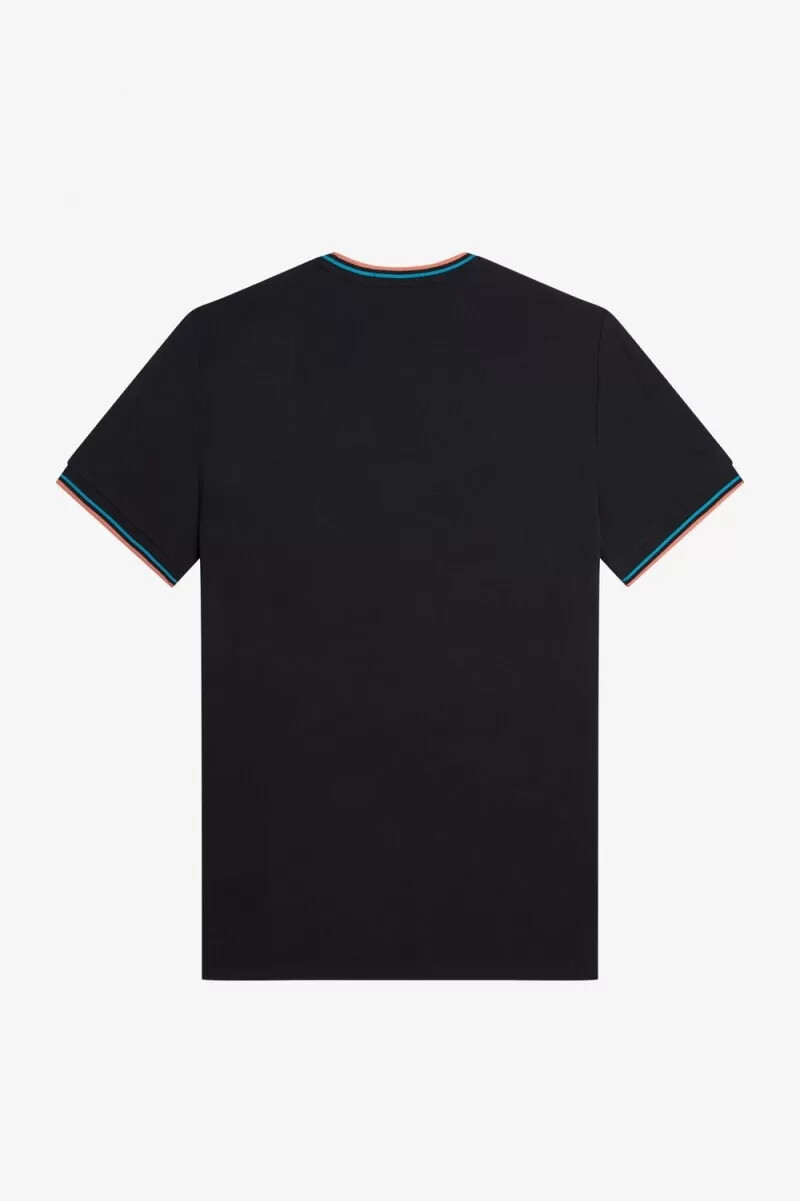 fred perry twin tipped herren-t-shirt schwarz cyberblau hellrost