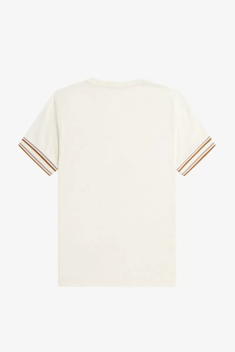 fred perry herren-t-shirt mit auffälliger piqué-decke beige