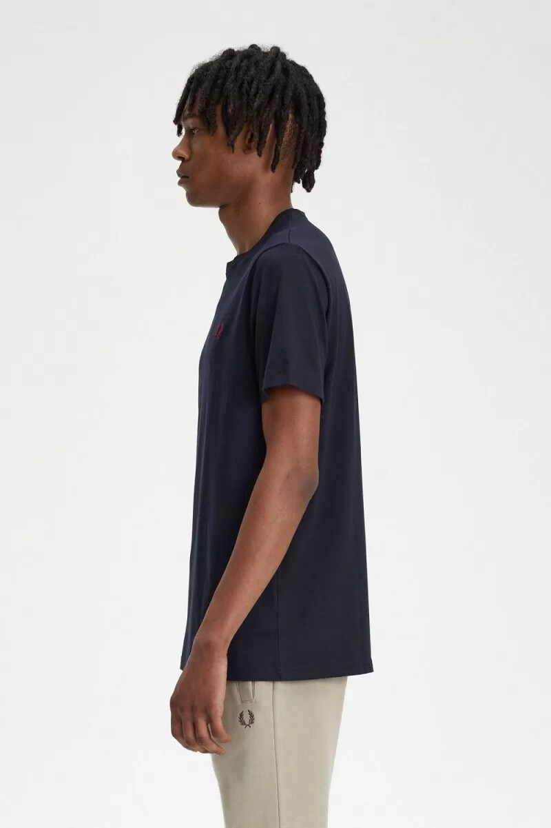 fred perry herren-t-shirt mit rundhalsausschnitt marineblau rot
