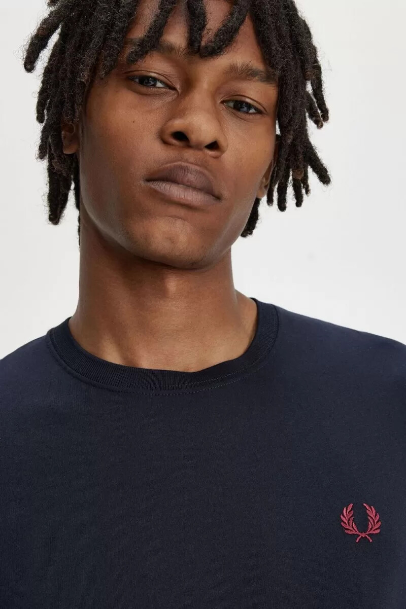fred perry herren-t-shirt mit rundhalsausschnitt marineblau rot