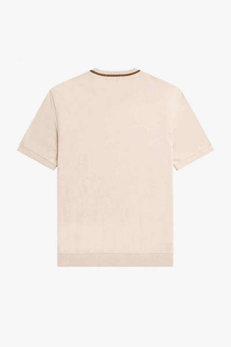 fred perry herren-t-shirt mit rundhalsausschnitt aus piqué farbe haferflocken
