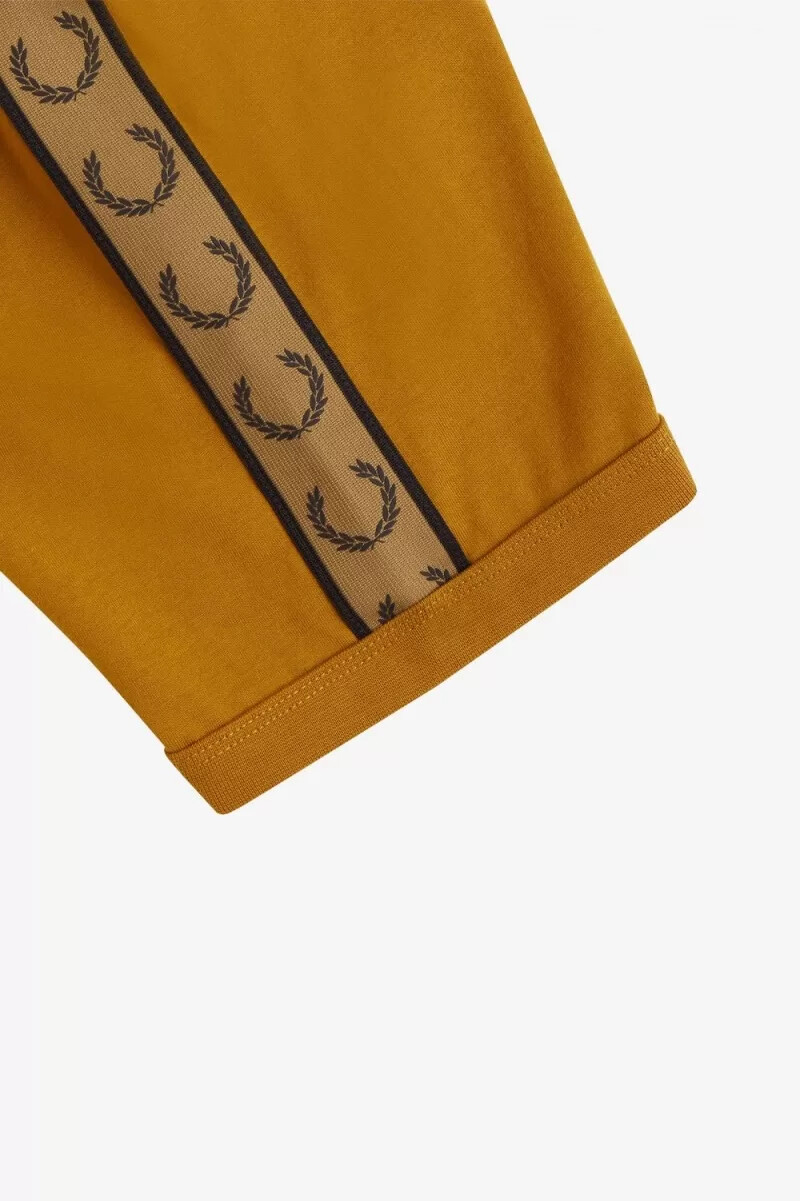 fred perry herren-t-shirt mit kontrastband dunkelbraun