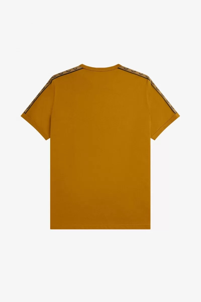 fred perry herren-t-shirt mit kontrastband dunkelbraun