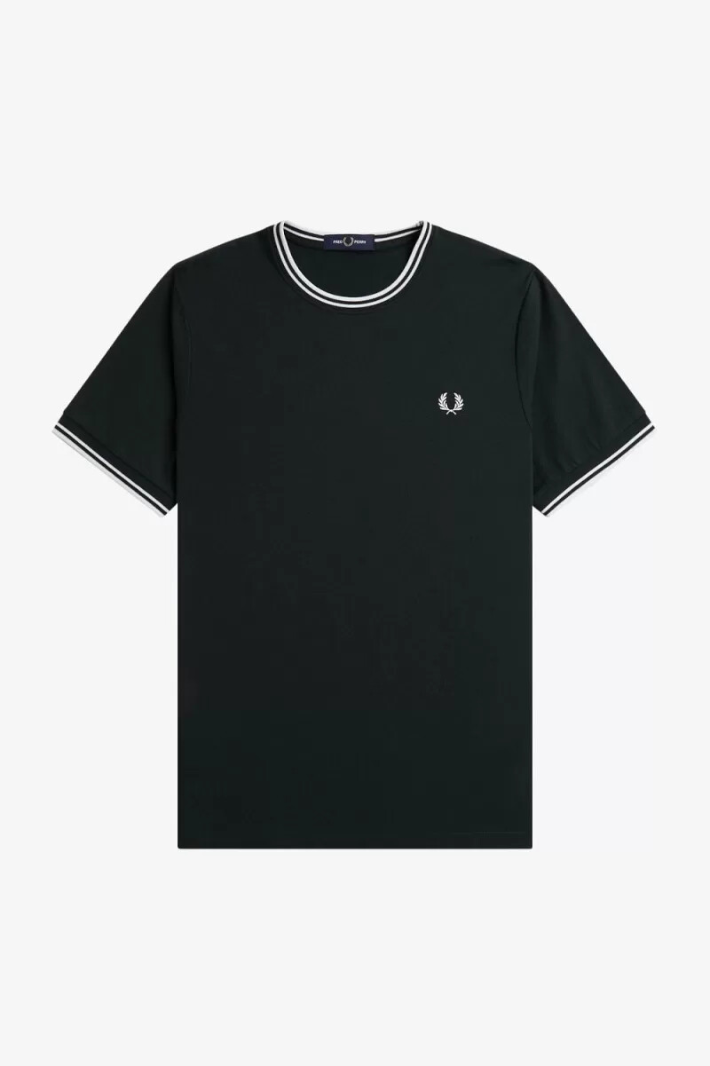 fred perry twin tipped herren-t-shirt nachtgrün schneeweiß